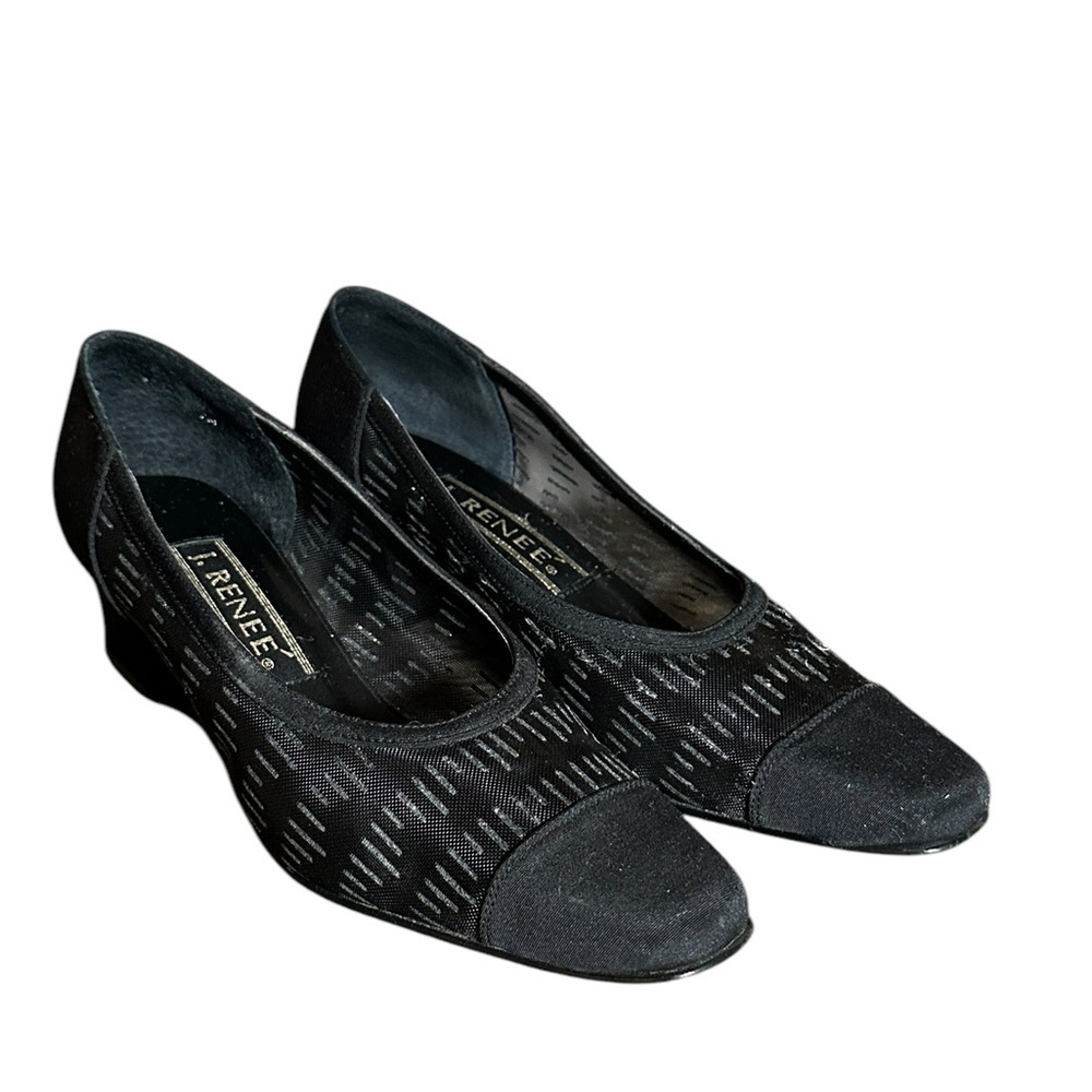 Vintage J Renee Averill Black Mesh heels pumps 7